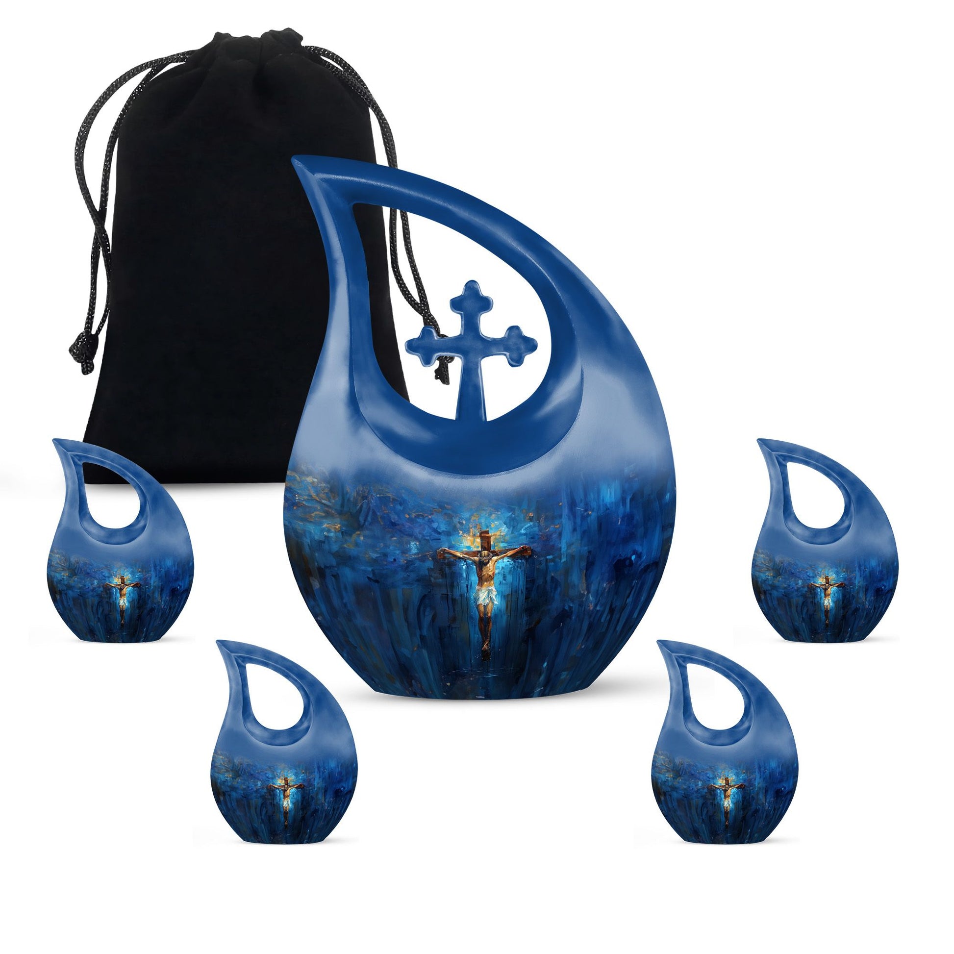Jesus Theme Large Urn With 4 Keepsake Urn