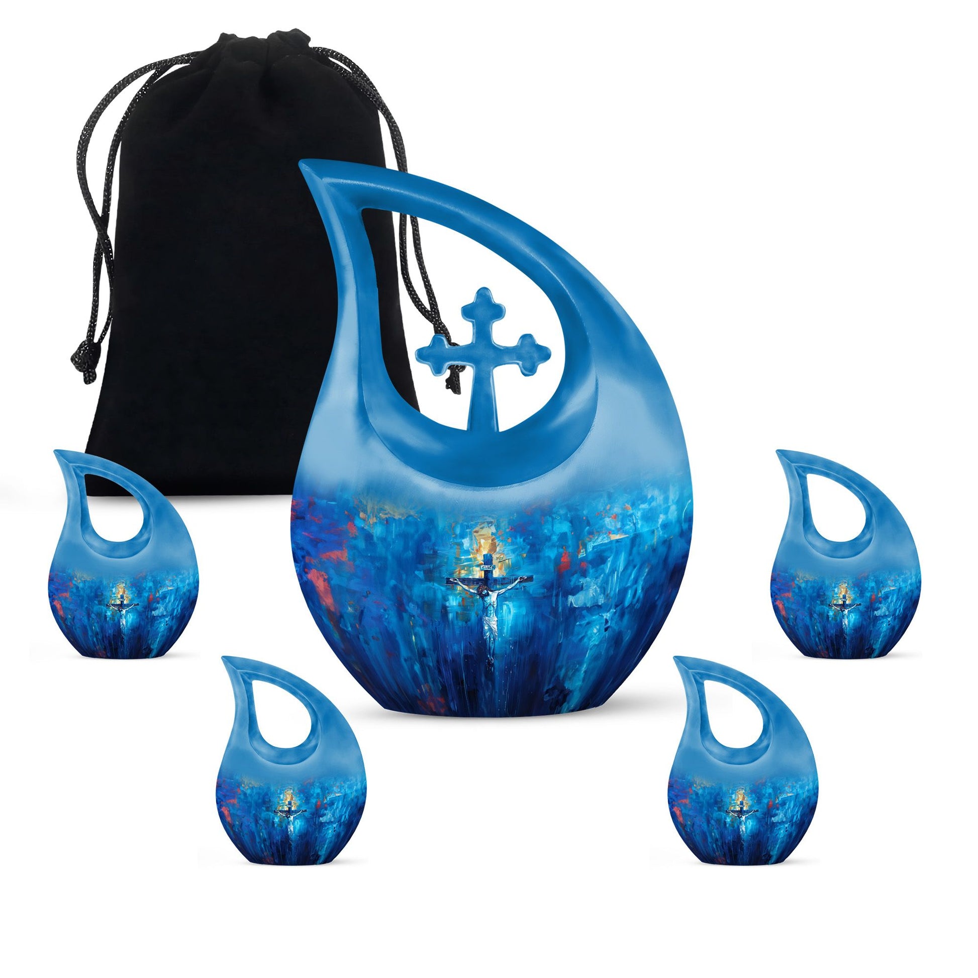 Jesus Theme Large Urn With 4 Keepsake Urn