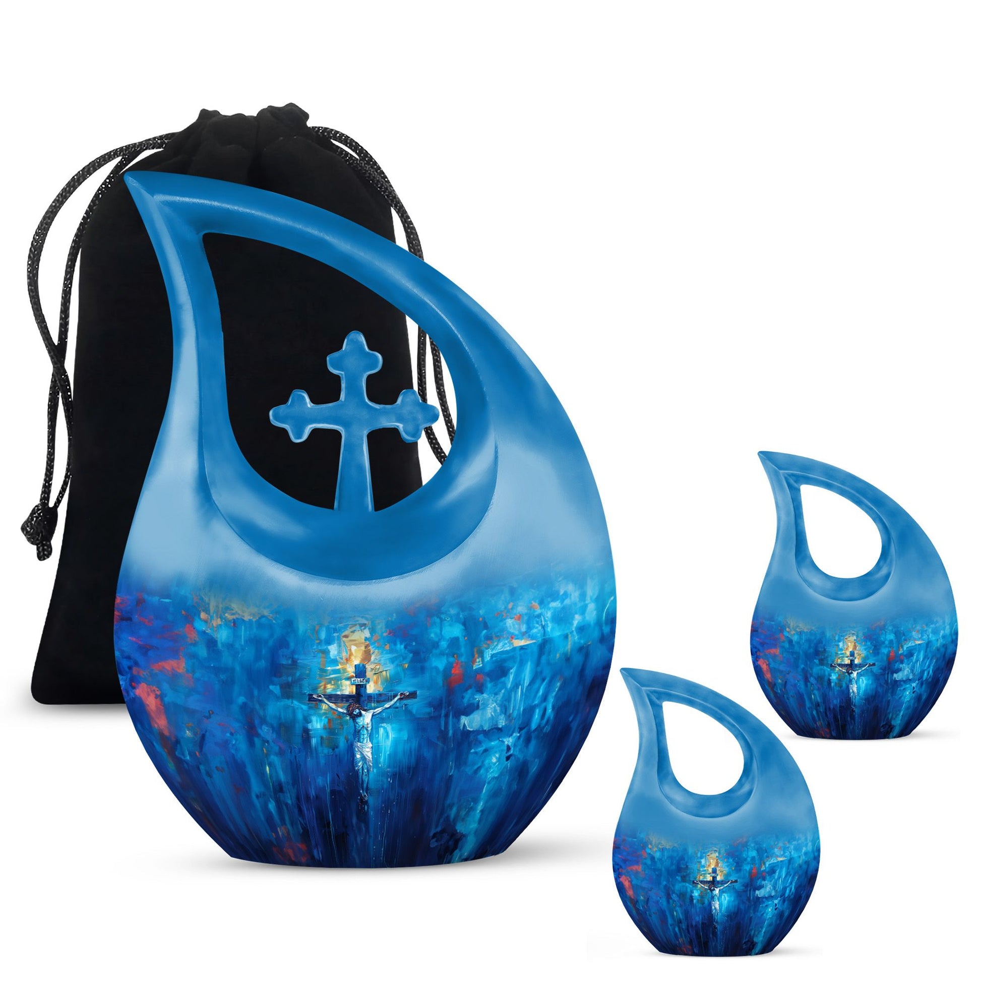 Jesus Theme Large Urn With 2 Keepsake Urn