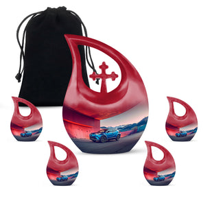 Car Theme Large Urn With 4 Keepsake Urn