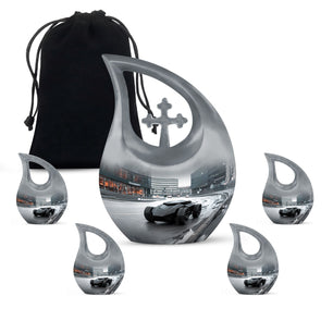 Car Theme Large Urn With 4 Keepsake Urn