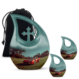 Car Theme Large Urn With 2 Keepsake Urn