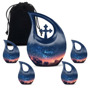 Majestic Sky Theme Large Urn With 4 Keepsake Urn