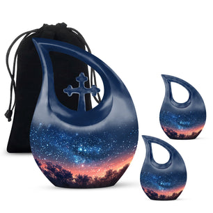 Majestic Sky Theme Large Urn With 2 Keepsake Urn