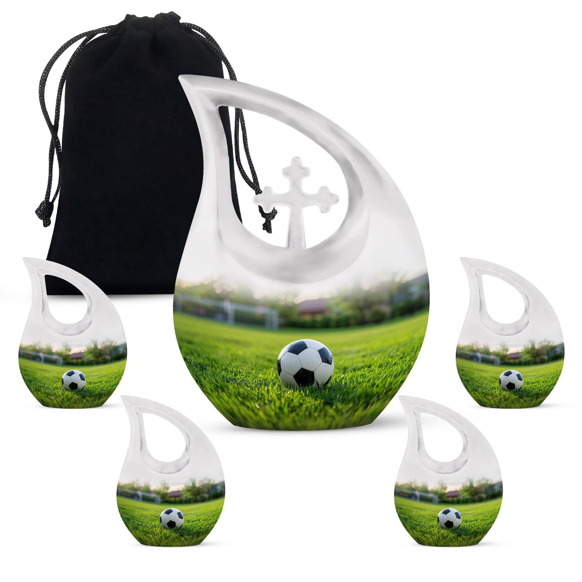 Foothball Theme Large Urn With 4 Keepsake Urn