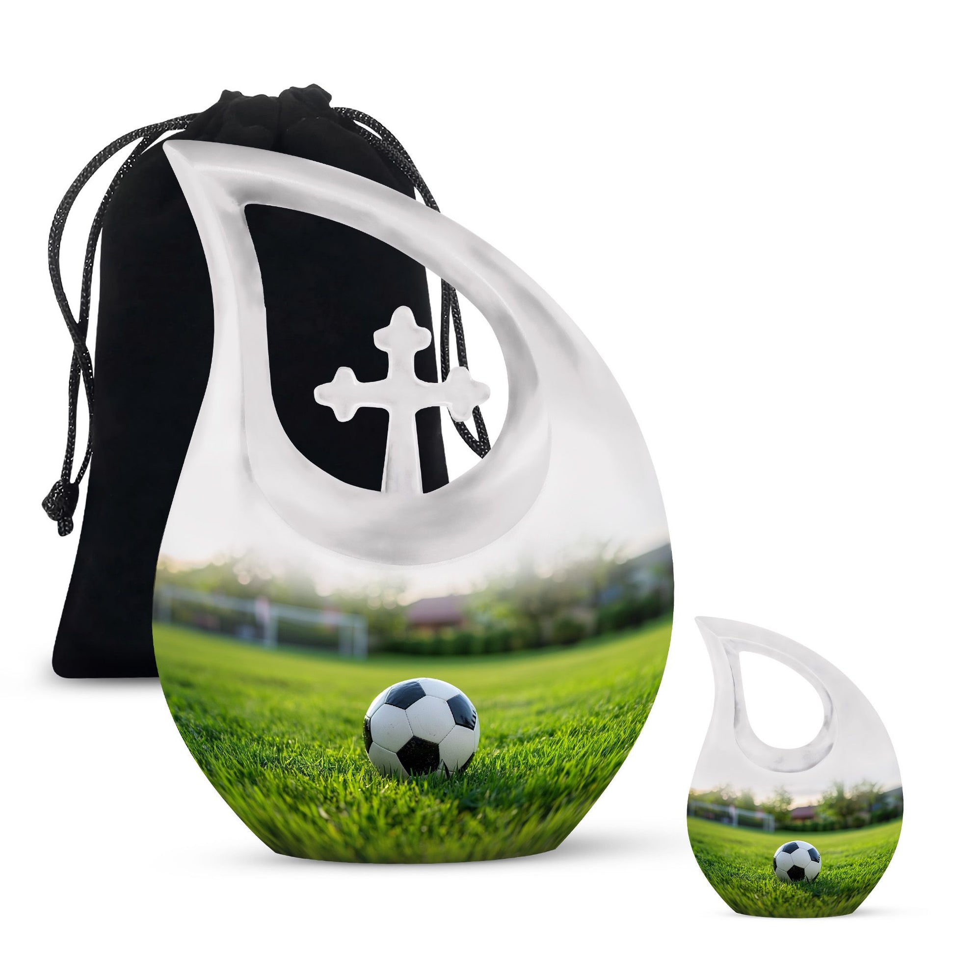 Foothball Theme Large Urn With 1 Keepsake Urn