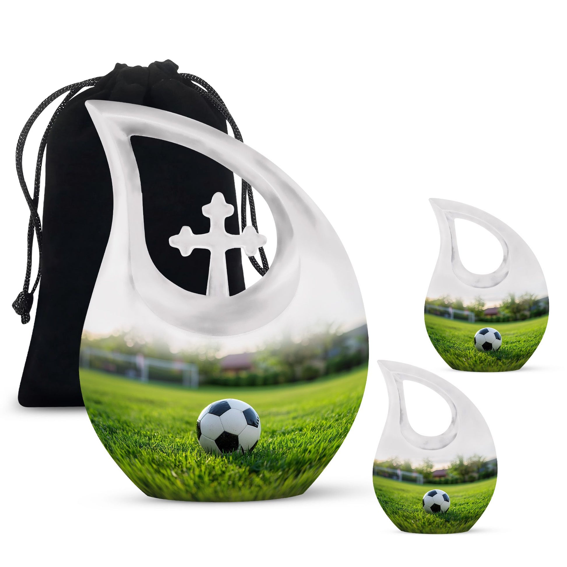 Foothball Theme Large Urn With 2 Keepsake Urn