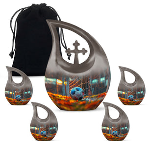 Foothball Theme Large Urn With 4 Keepsake Urn