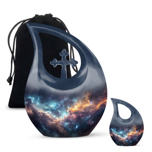 Galaxy Theme Large Urn With 1 Keepsake Urn