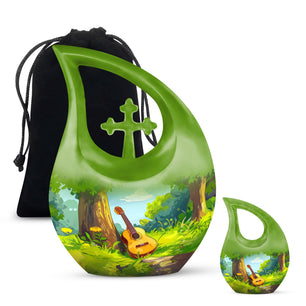 Guitar Theme Large Urn With 1 Keepsake Urn