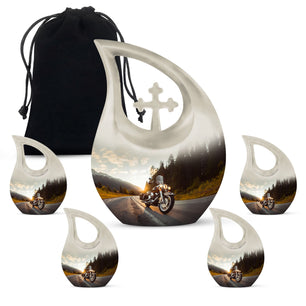 Bike Theme Large Urn With 4 Keepsake Urn