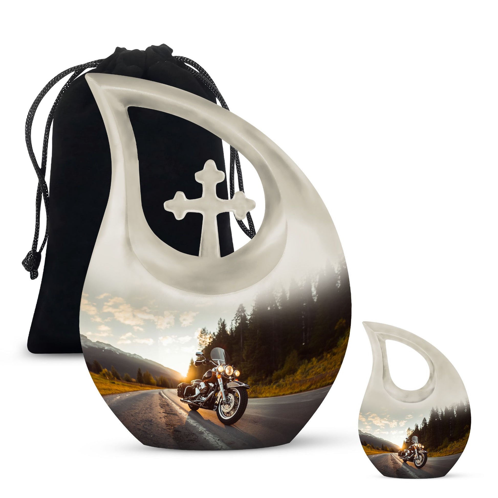 Bike Theme Large Urn With 1 Keepsake Urn