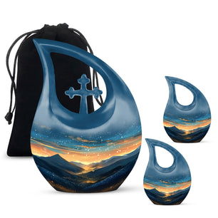 Majestic Sky Theme Large Urn With 2 Keepsake Urn