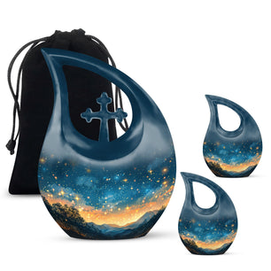Majestic Sky Theme Large Urn With 2 Keepsake Urn