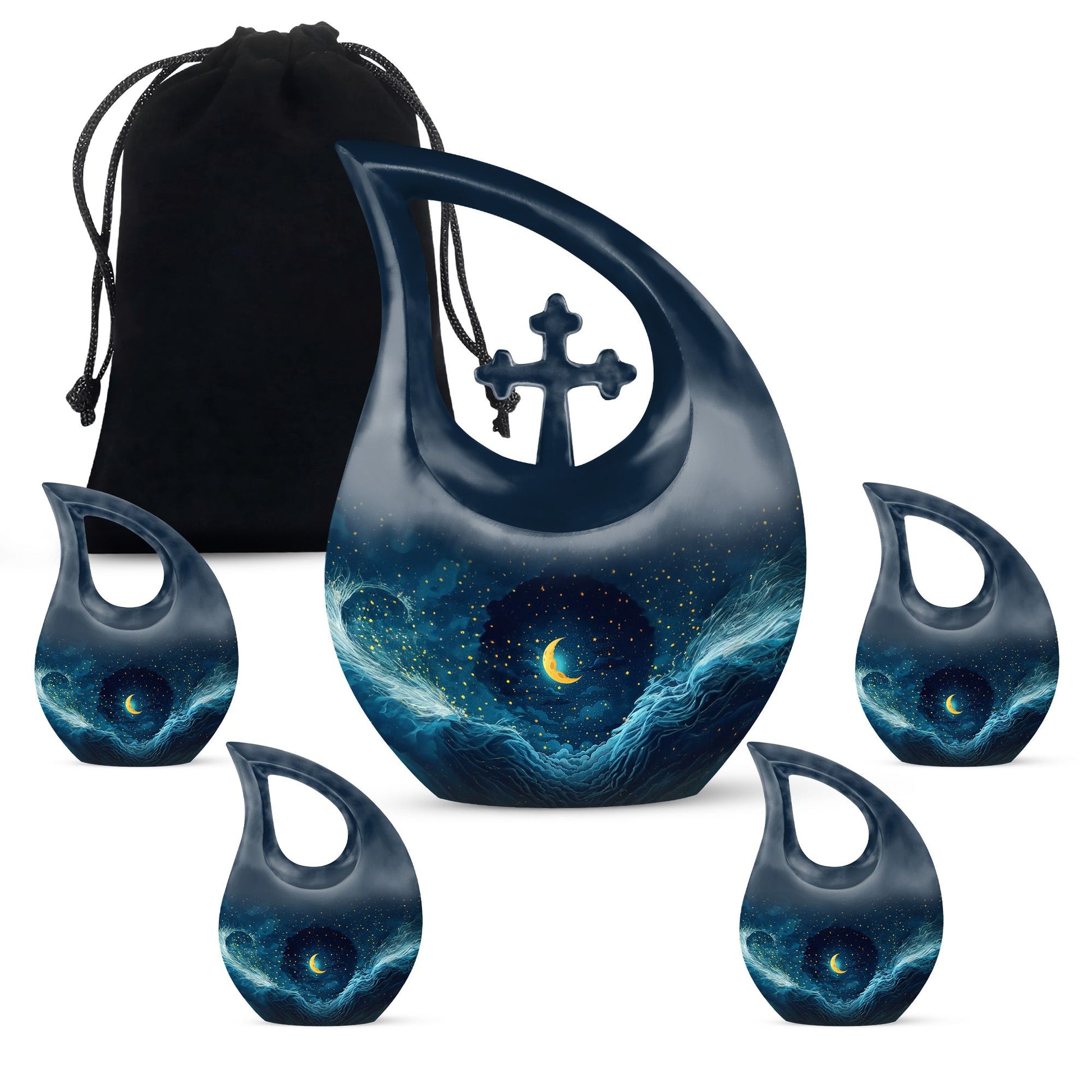 Majestic Moon Theme Large Urn With 4 Keepsake Urn