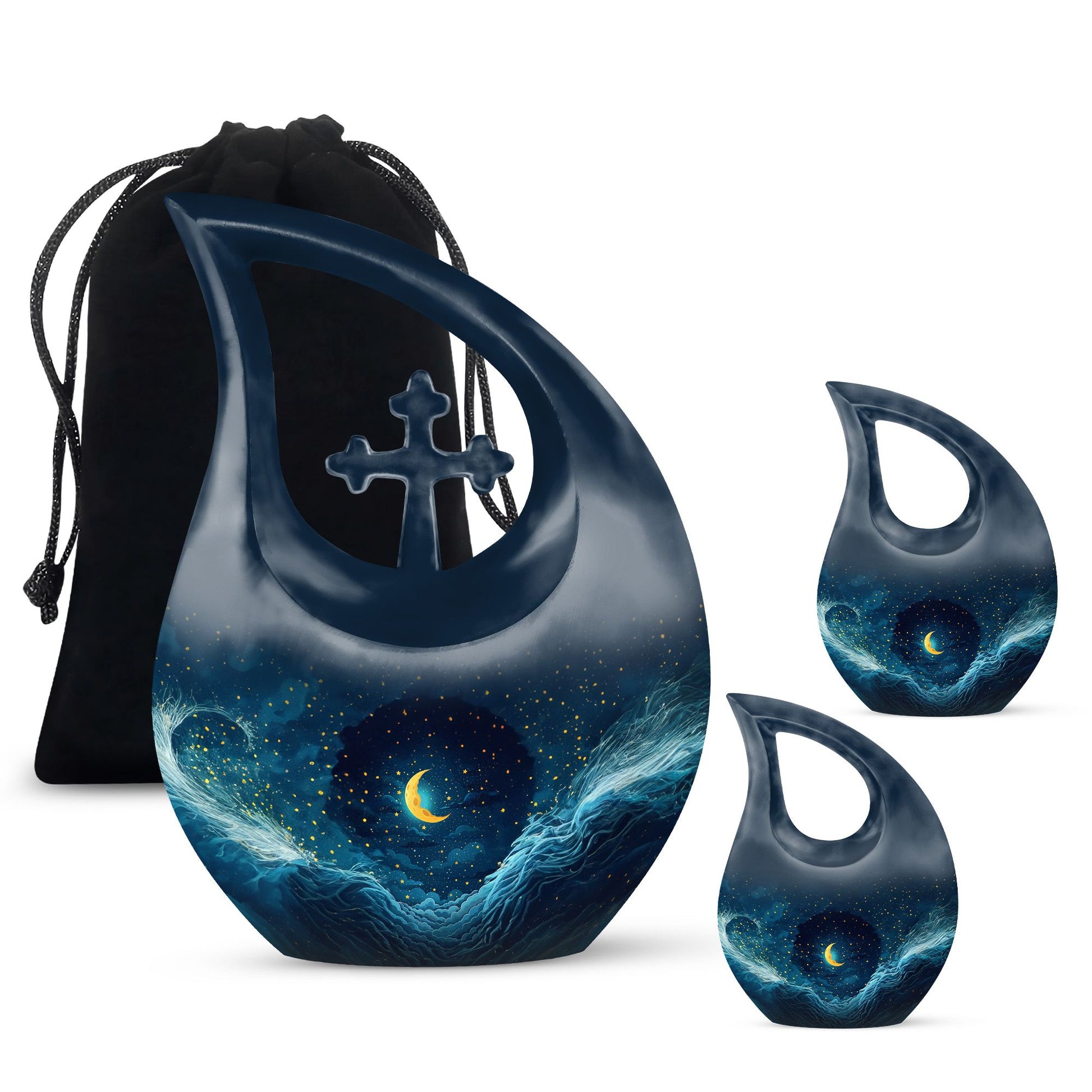 Majestic Moon Theme Large Urn With 2 Keepsake Urn