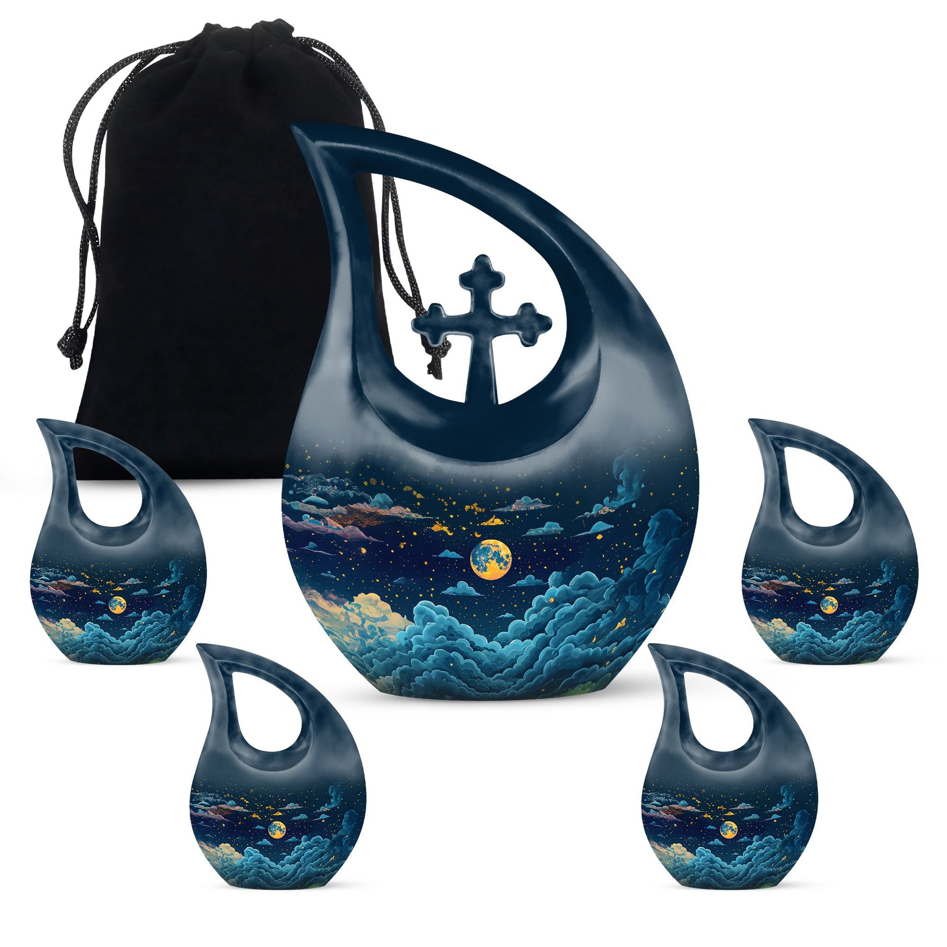 Majestic Moon Theme Large Urn With 4 Keepsake Urn