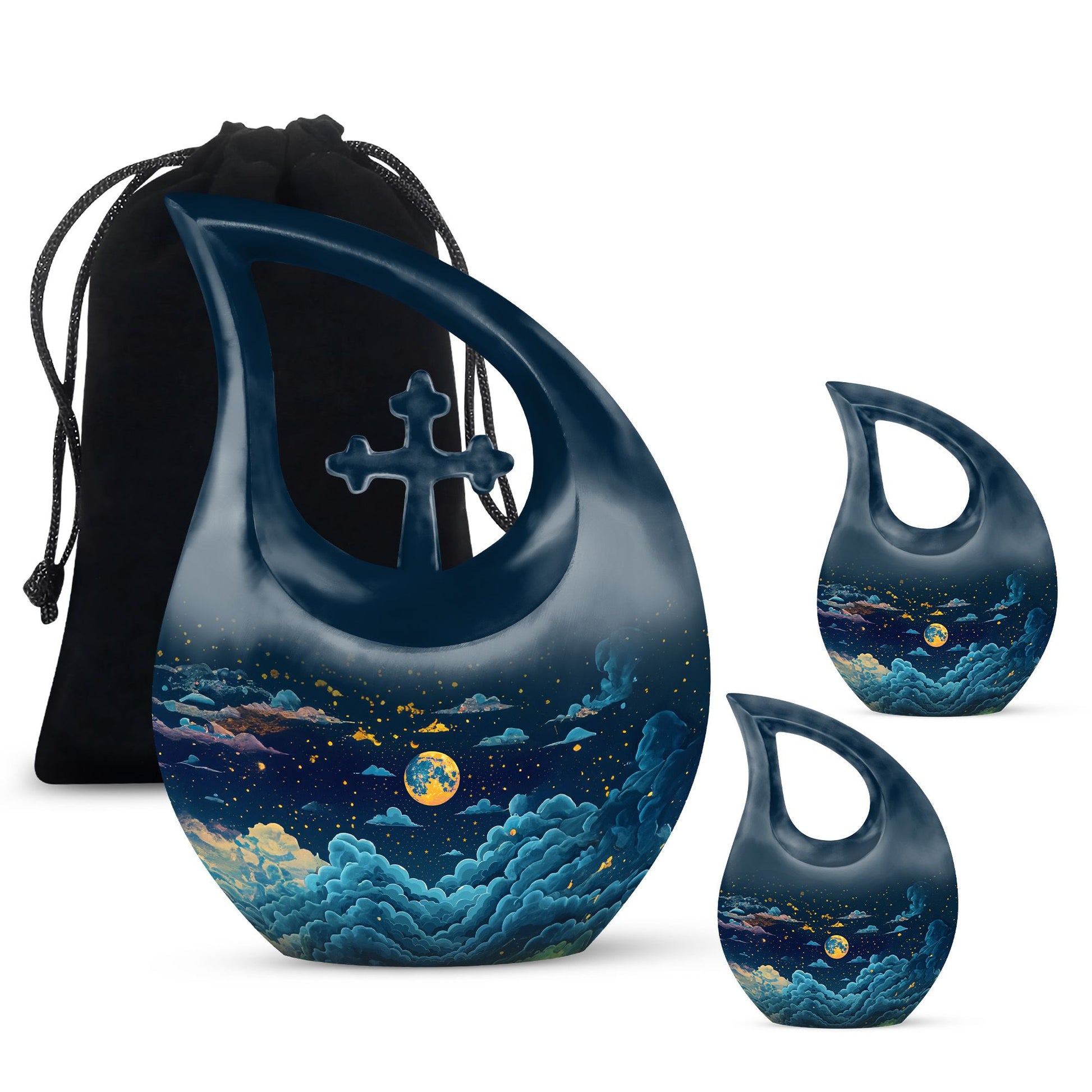 Majestic Moon Theme Large Urn With 2 Keepsake Urn