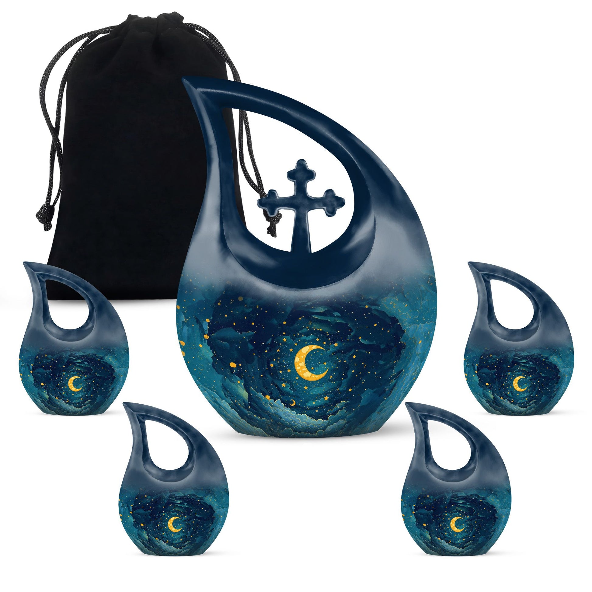 Majestic Moon Theme Large Urn With 4 Keepsake Urn