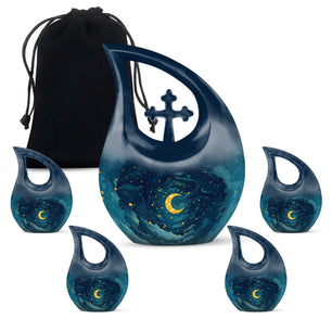 Majestic Moon Theme Large Urn With 4 Keepsake Urn