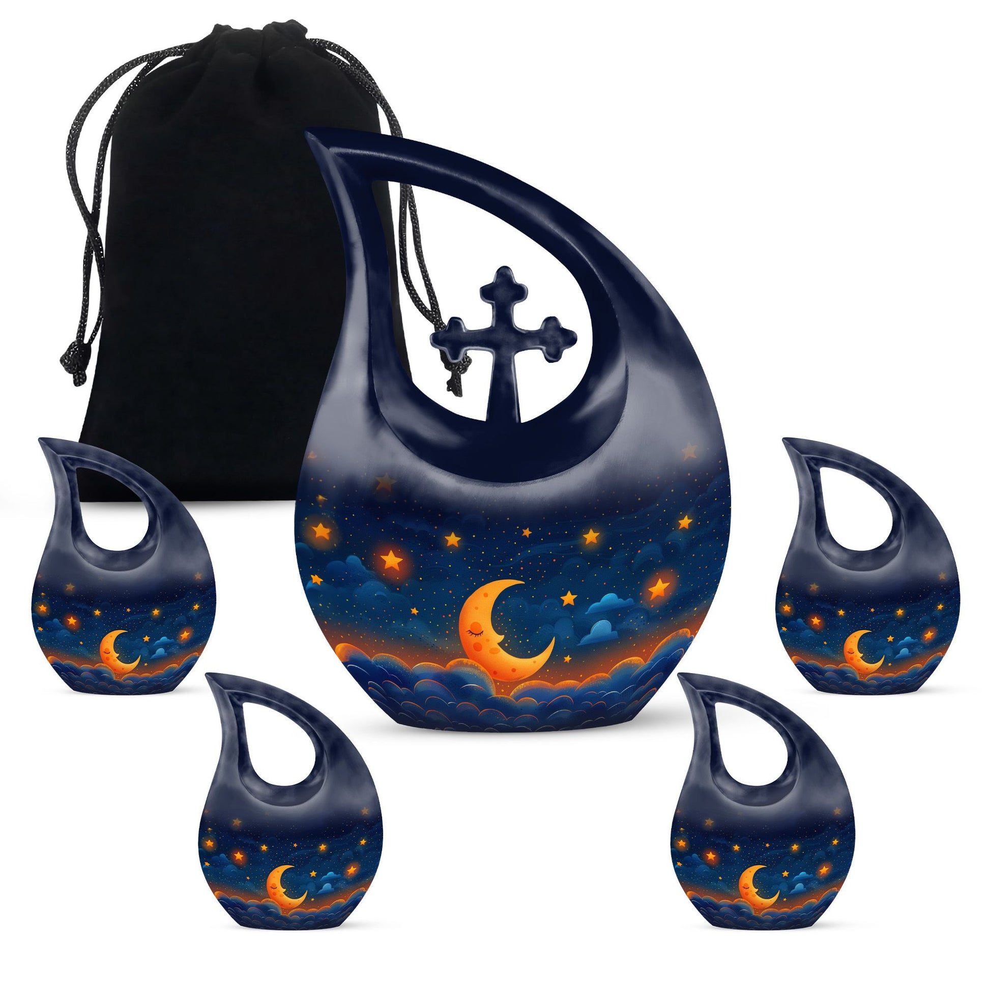 Night Sky Theme Large Urn With 4 Keepsake Urn