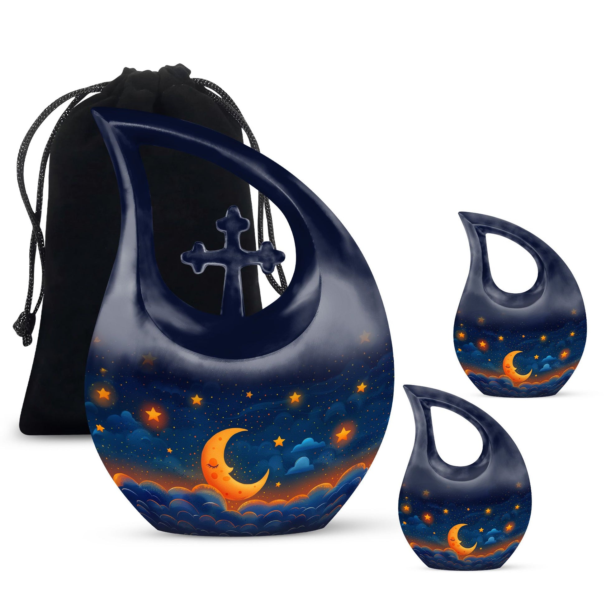 Night Sky Theme Large Urn With 2 Keepsake Urn