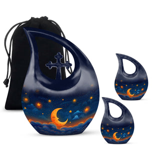 Night Sky Theme Large Urn With 2 Keepsake Urn