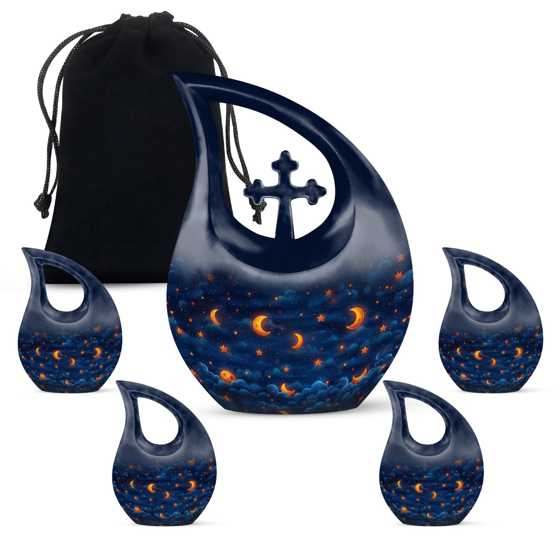 Night Sky Theme Large Urn With 4 Keepsake Urn
