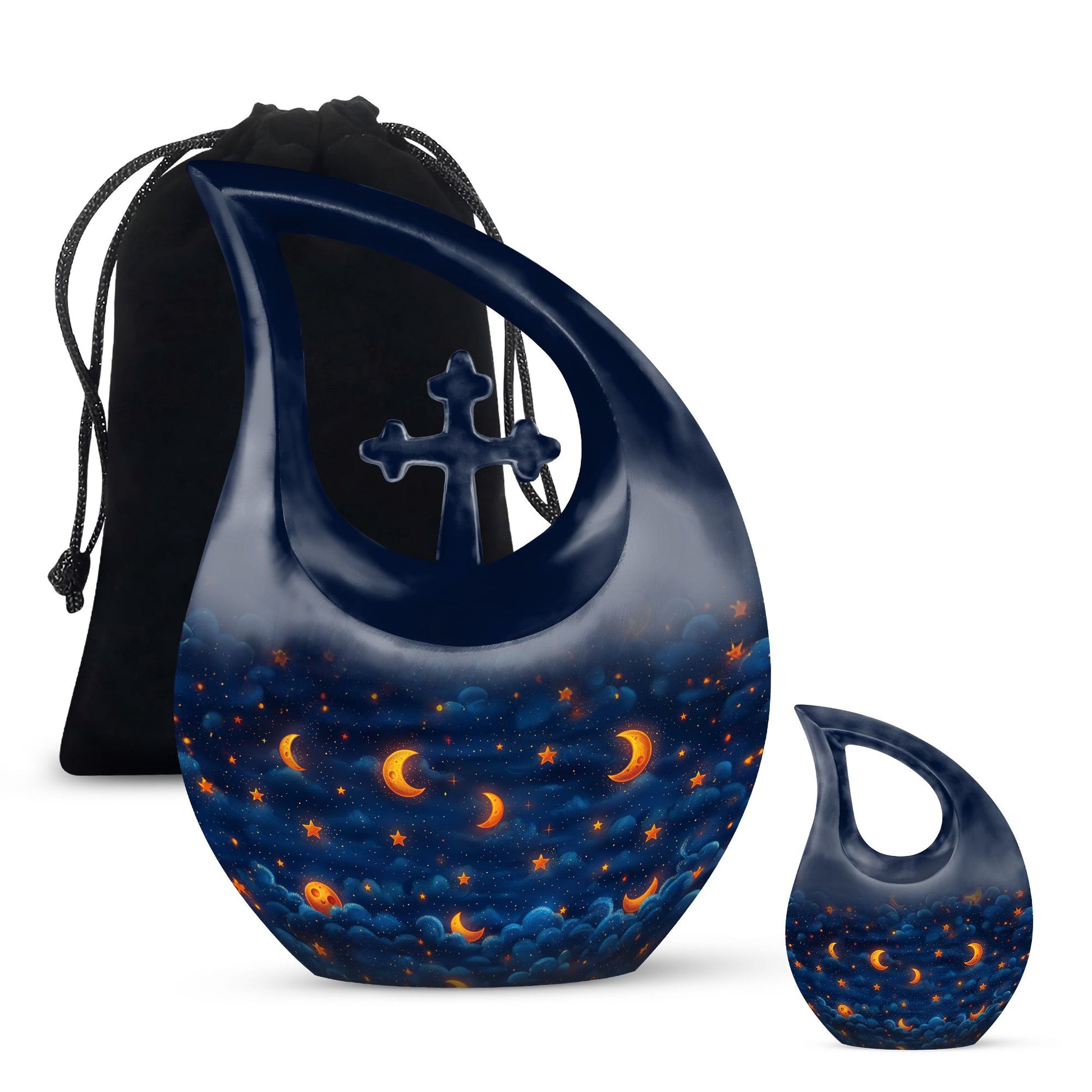 Night Sky Theme Large Urn With 1 Keepsake Urn