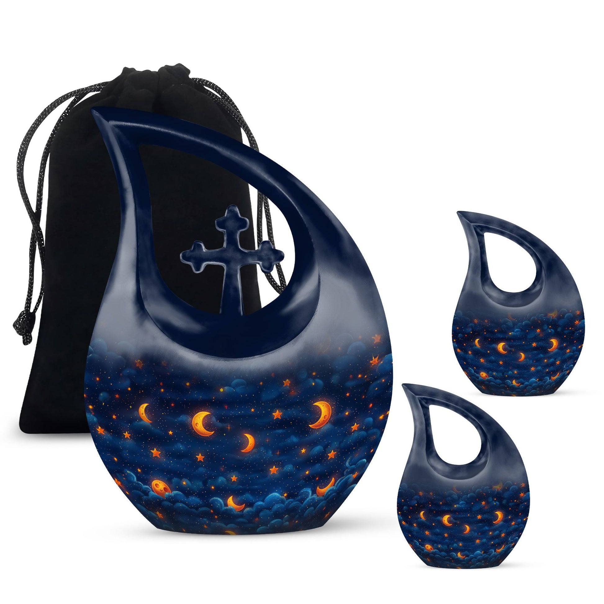 Night Sky Theme Large Urn With 2 Keepsake Urn
