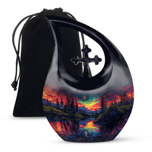 Majestic Sky Theme Large Urn 10 Inch