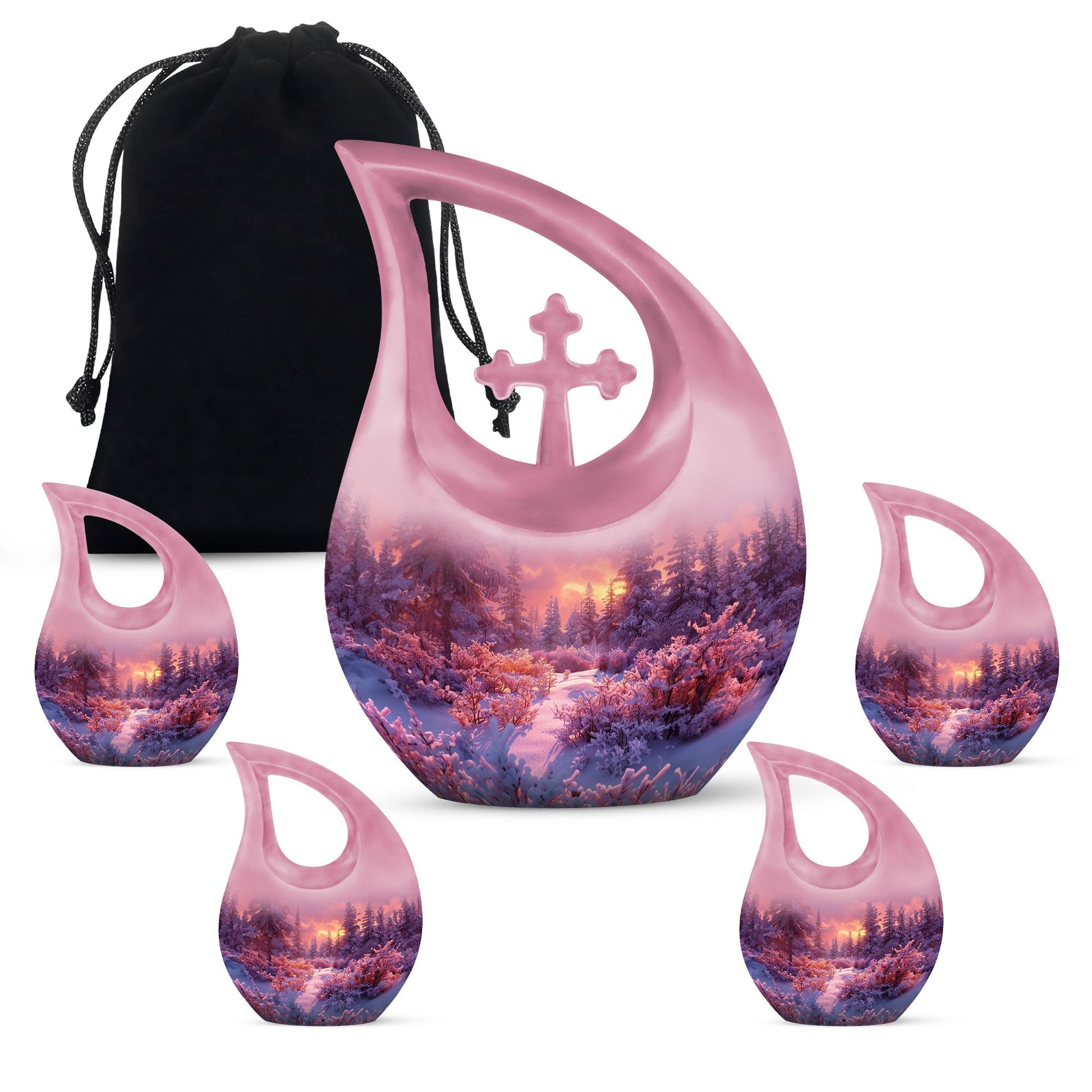 Majestic Sky Theme Large Urn With 4 Keepsake Urn