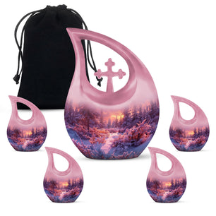 Majestic Sky Theme Large Urn With 4 Keepsake Urn