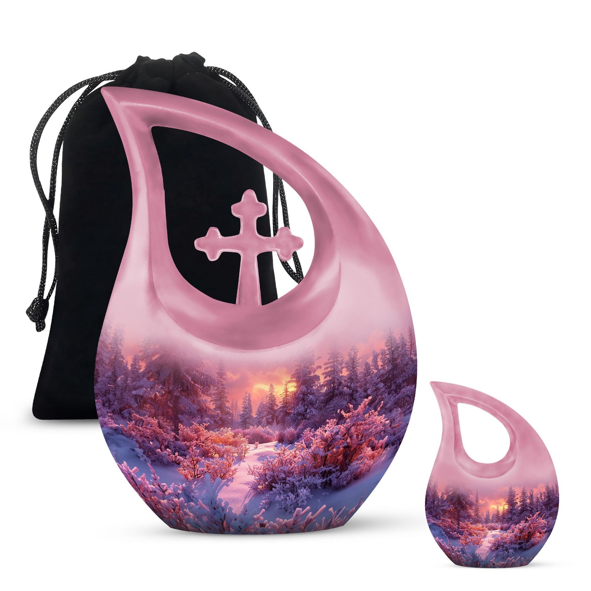 Majestic Sky Theme Large Urn With 1 Keepsake Urn