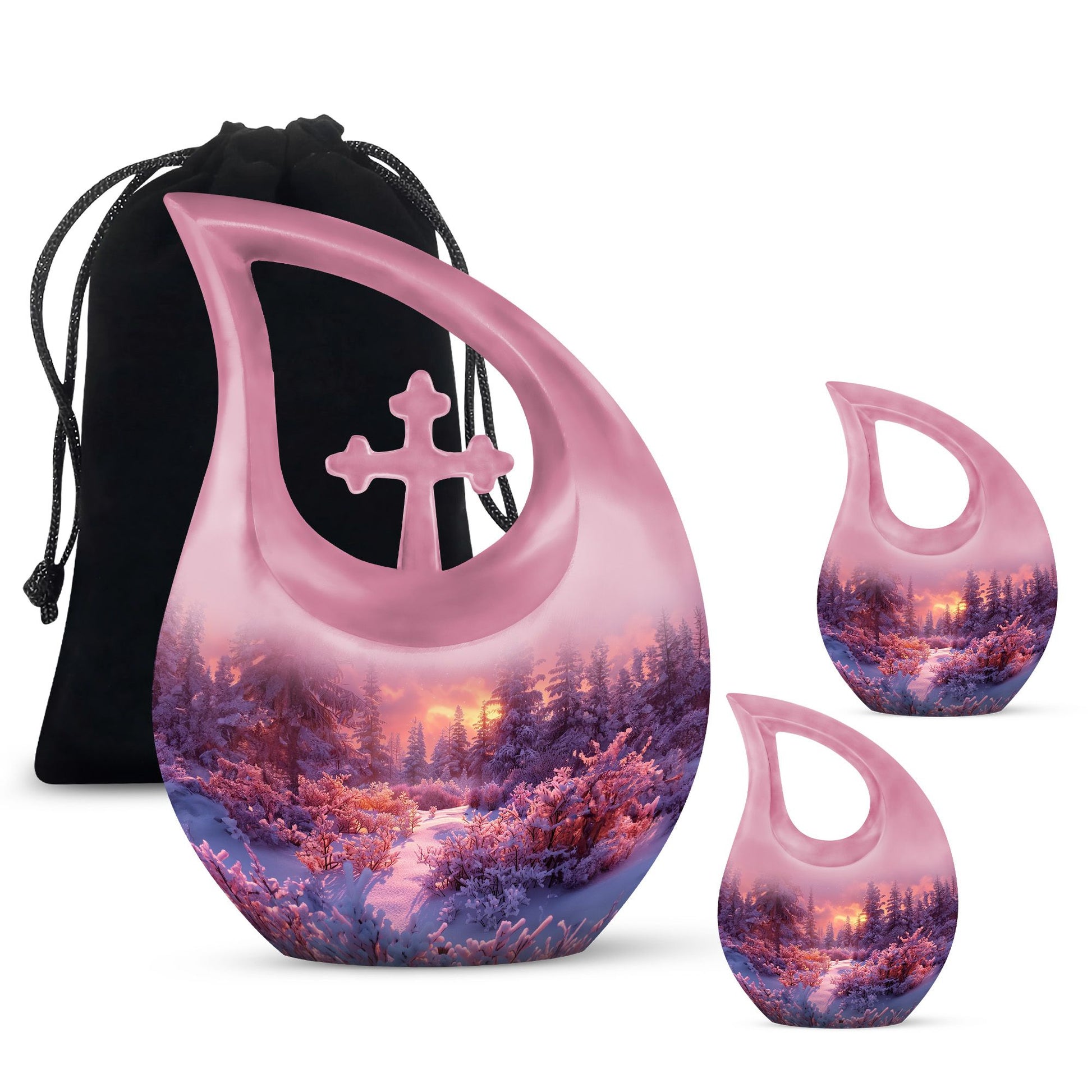 Majestic Sky Theme Large Urn With 2 Keepsake Urn