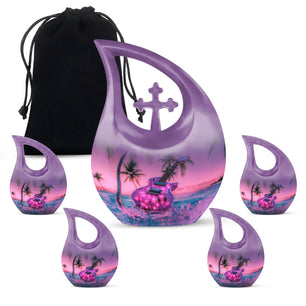Guitar Theme Large Urn With 4 Keepsake Urn