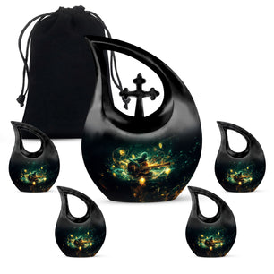 Guitar Theme Large Urn With 4 Keepsake Urn