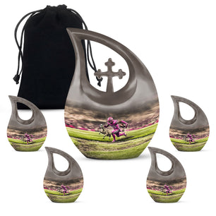 Football Theme Large Urn With 4 Keepsake Urn
