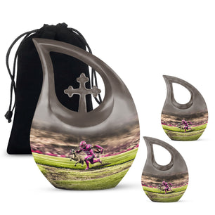 Football Theme Large Urn With 2 Keepsake Urn