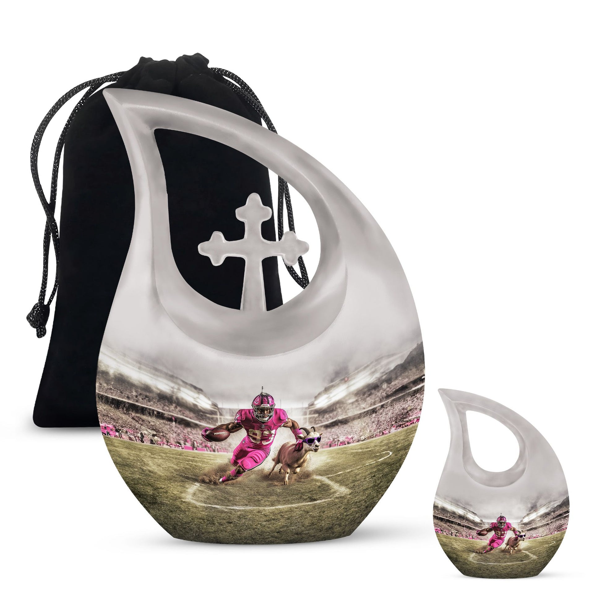 Football Theme Large Urn With 1 Keepsake Urn