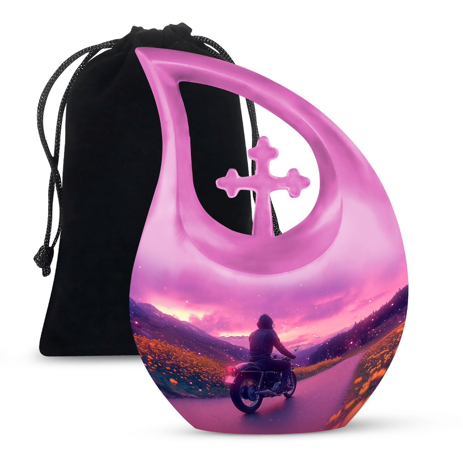 Motorbike Riders Theme Large Urn 10 Inch
