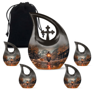 Motorbike Riders Theme Large Urn With 4 Keepsake Urn