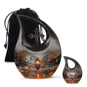 Motorbike Riders Theme Large Urn With 1 Keepsake Urn