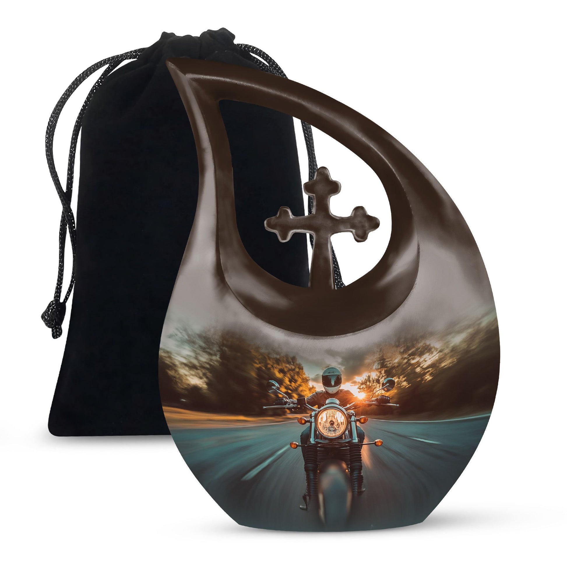 Motorbike Riders Theme Large Urn 10 Inch
