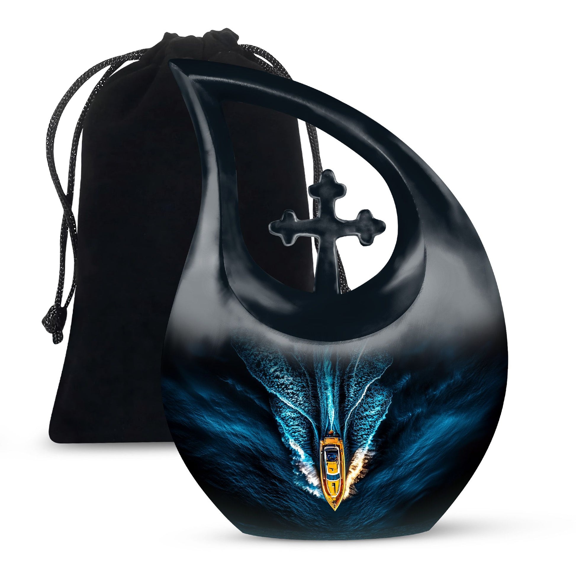 Speed Boat Theme Large Urn 10 Inch