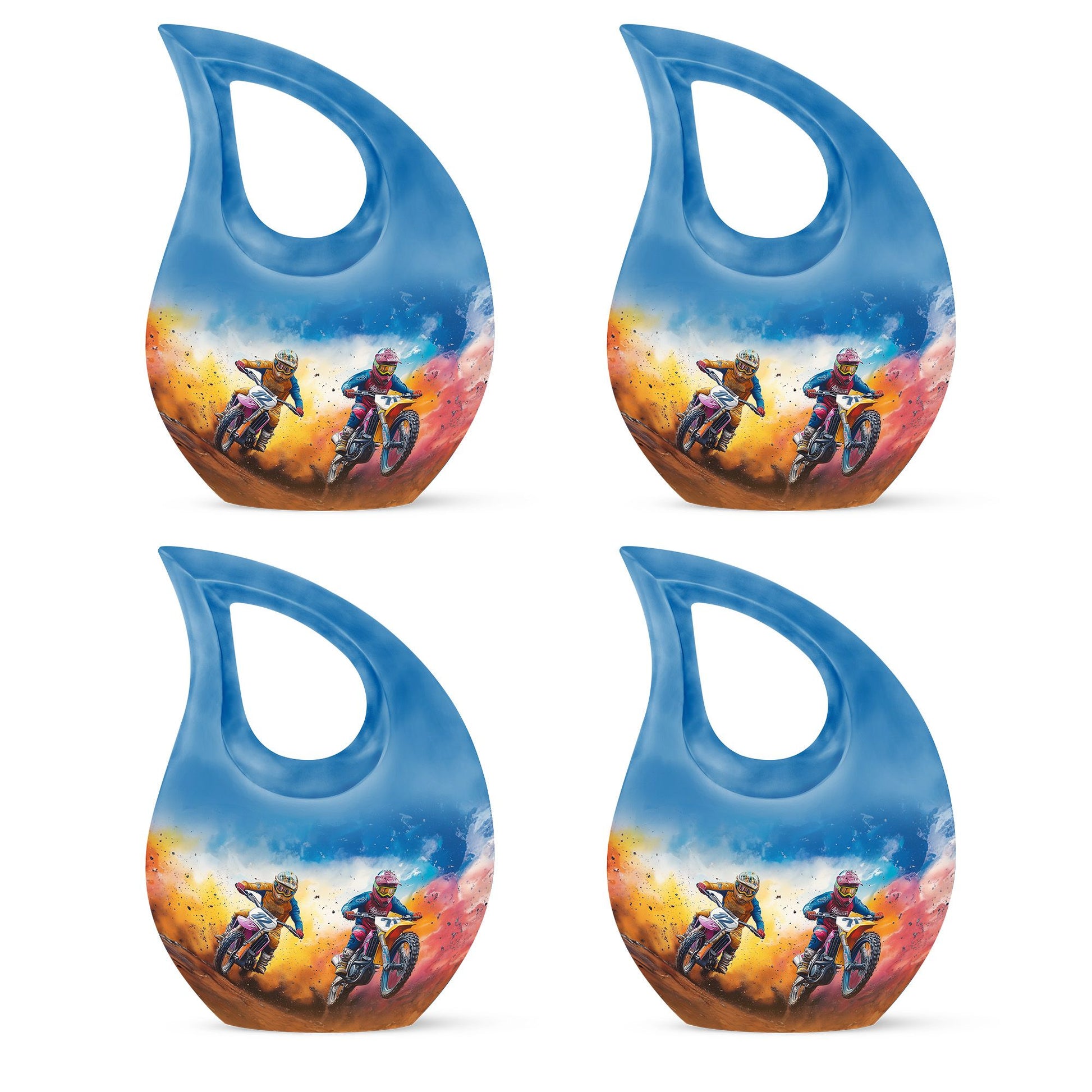 Motorbike Race Theme 3 Inch Keepsake Pack of 4