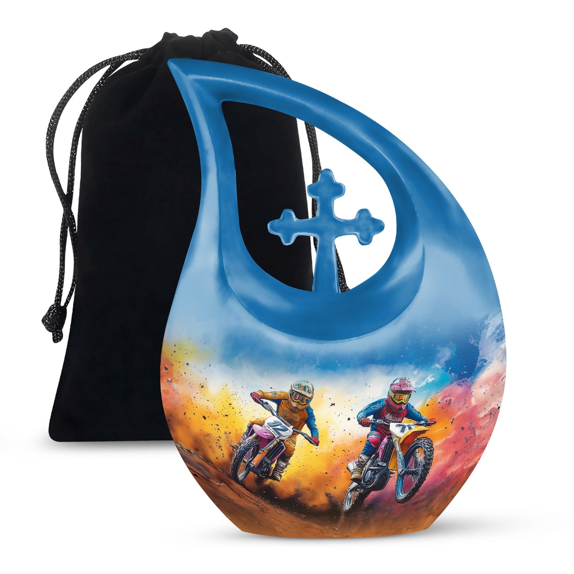 Motorbike Race Theme Large Urn 10 Inch