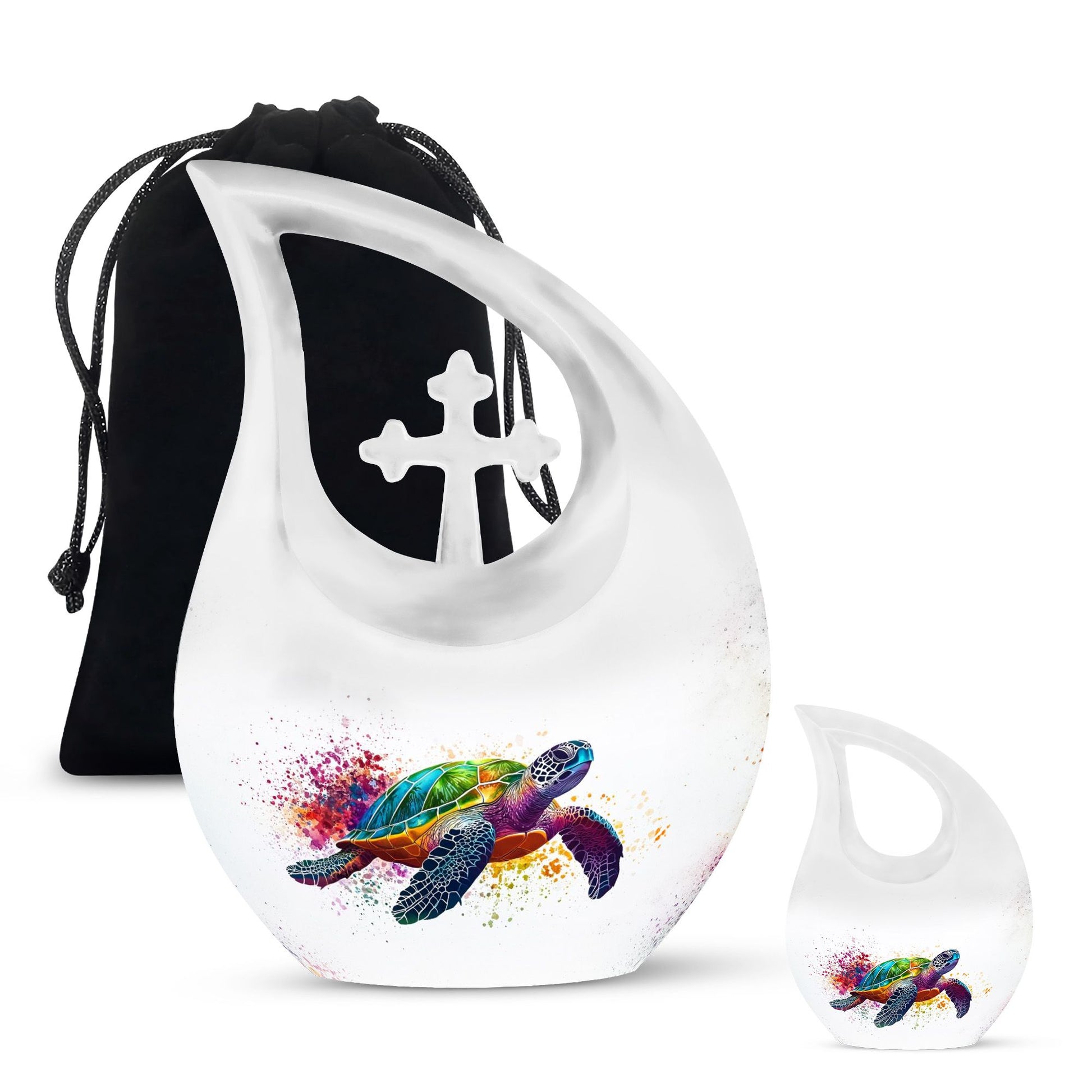 Tortoise Theme Large Urn With 1 Keepsake Urn