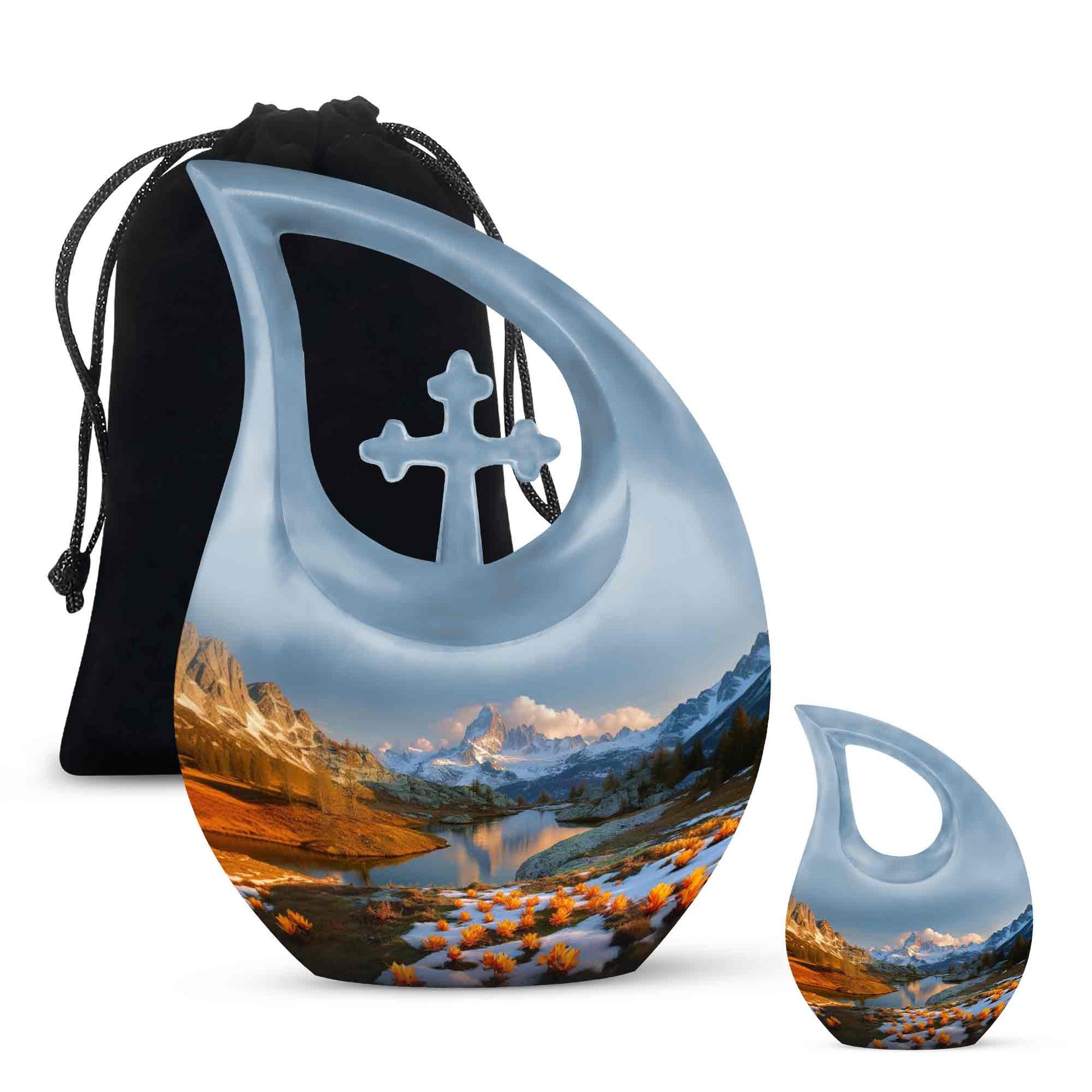 Nature Theme Large Urn With 1 Keepsake Urn
