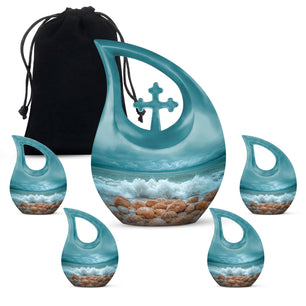 Sea Theme Large Urn With 4 Keepsake Urn